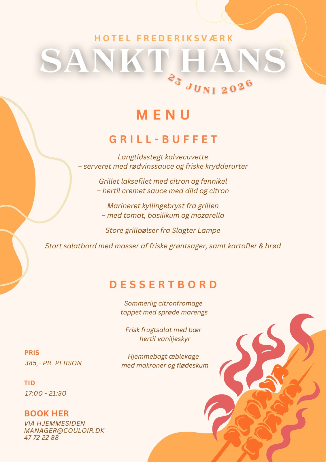 Sankt Hans flyer med menu og dato